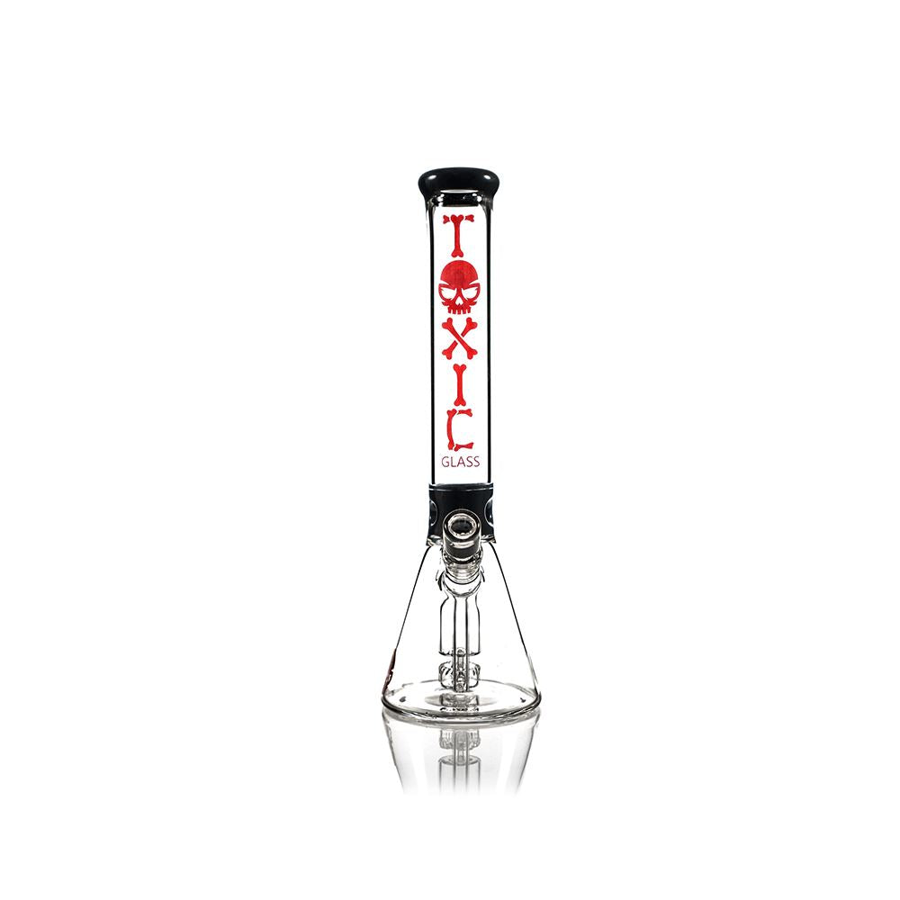 MKGlass TX13 Toxic Skull Beaker 15″ Water Pipe - Black