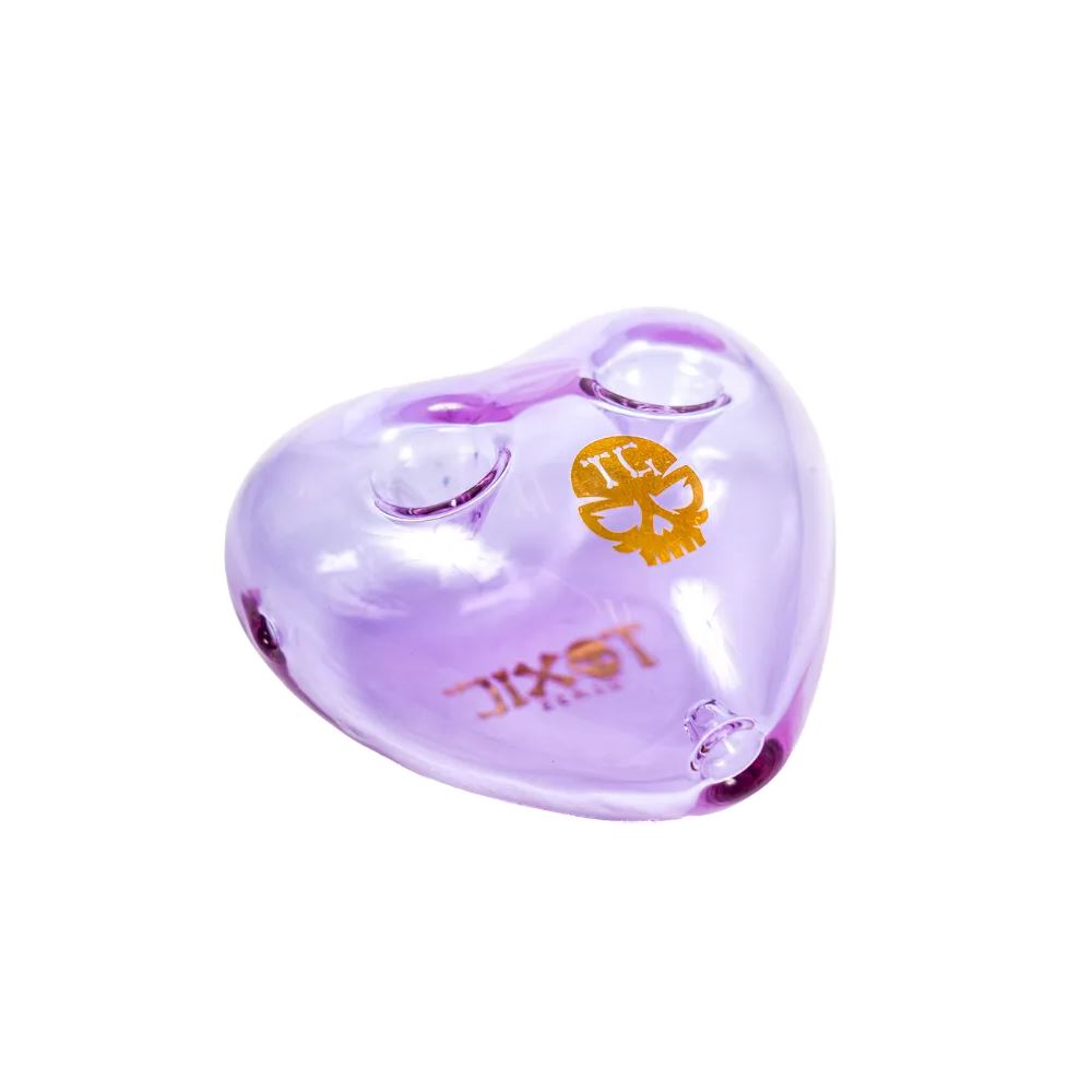 MKGlass TXH19 Toxic Double Bowl Heart Glass Hand-Pipe Purple