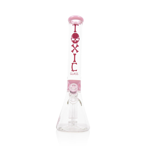 MKGlass TX13 Toxic Skull Beaker 15″ Water Pipe pink