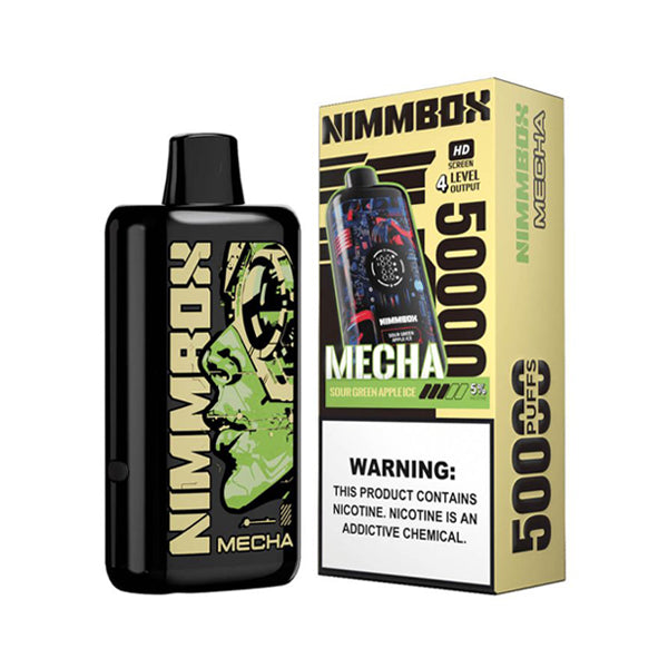 NimmBox Mecha 50K Disposable sour green apple ice with packaging