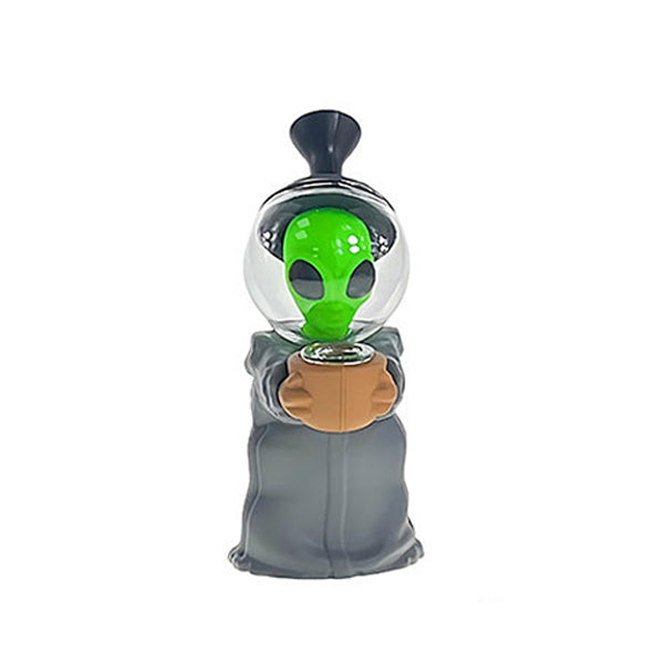 Non branded (Water Pipe) F42 6.7" Alien Silicone Bubbler with Glass Helmet grey
