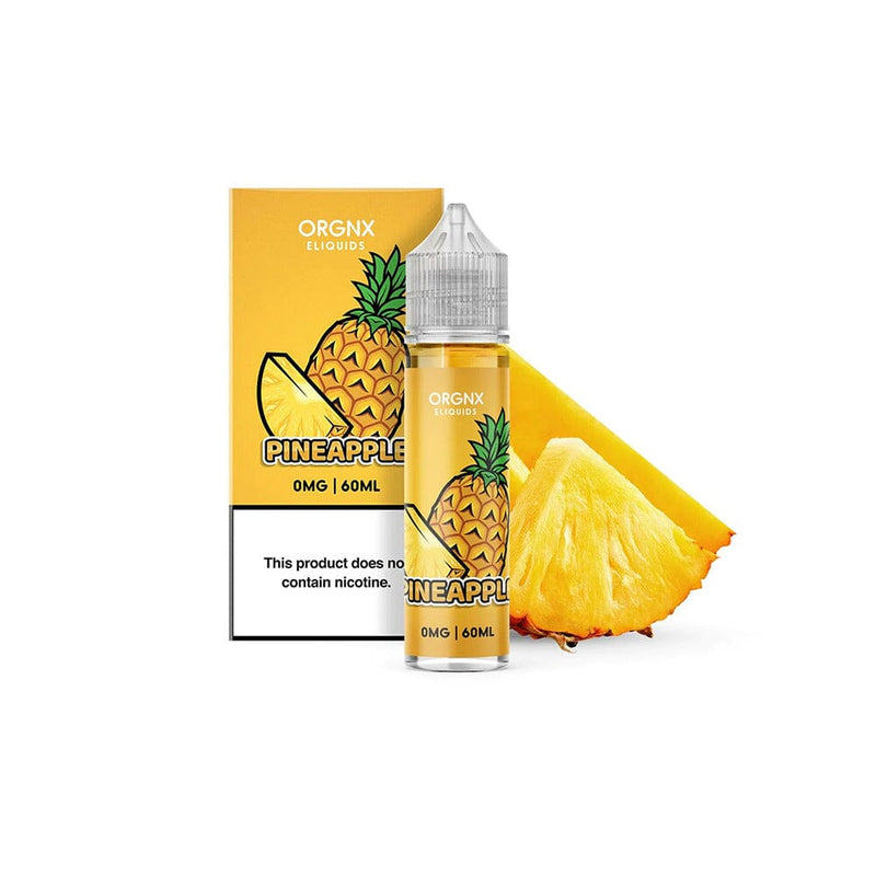 Pineapple By ORGNX E-Liquid 60mL with packaging and background