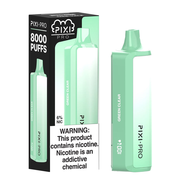 Pixi Pro Disposable 8000 Puffs 14mL 60mg Green Clear with packaging