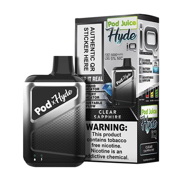 Pod Juice - Hyde IQ Disposable | 5000 Puffs | 8mL - Clear Sapphire with packaging