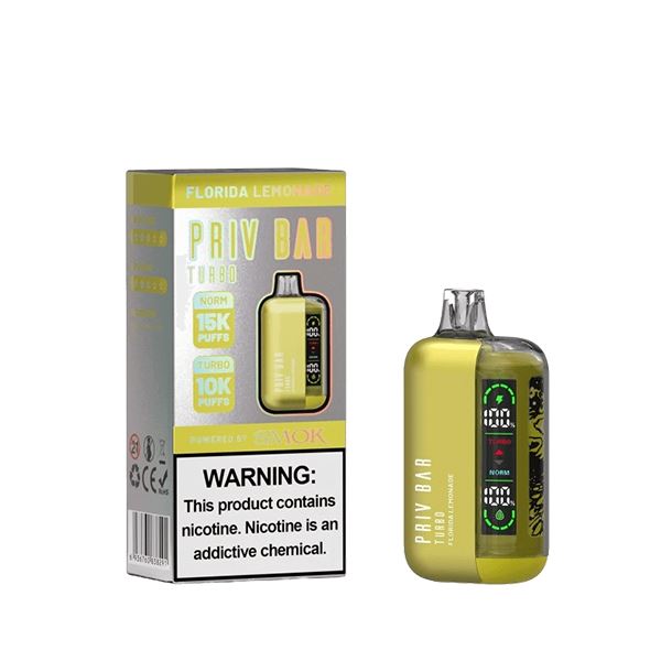 Priv Bar Turbo Disposable 16mL 50mg Florida Lemonade with Packaging