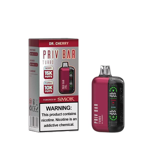Priv Bar Turbo Disposable 16mL 50mg Dr. Cherry with Packaging
