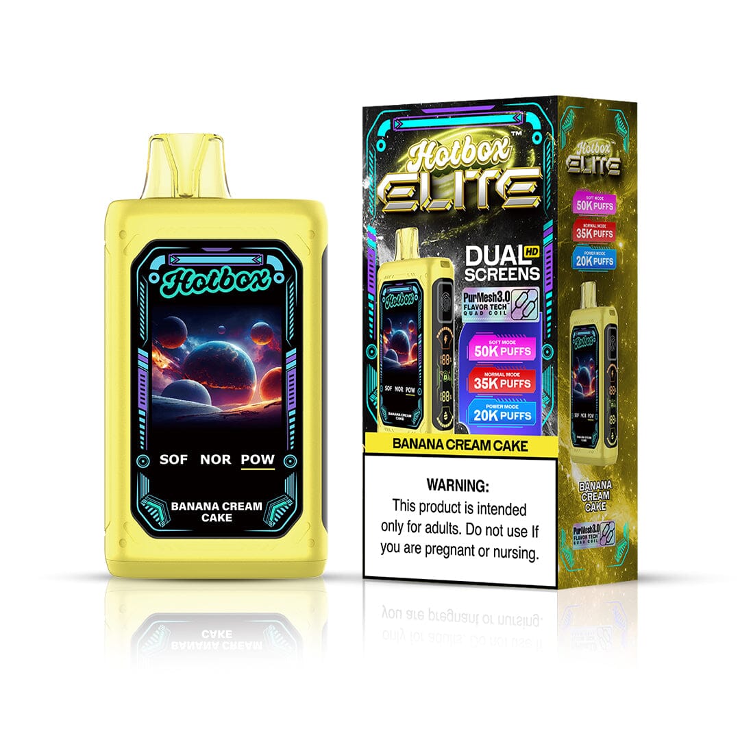 Puff Labs Hotbox Elite Disposable Banana Cream Cake with packaging