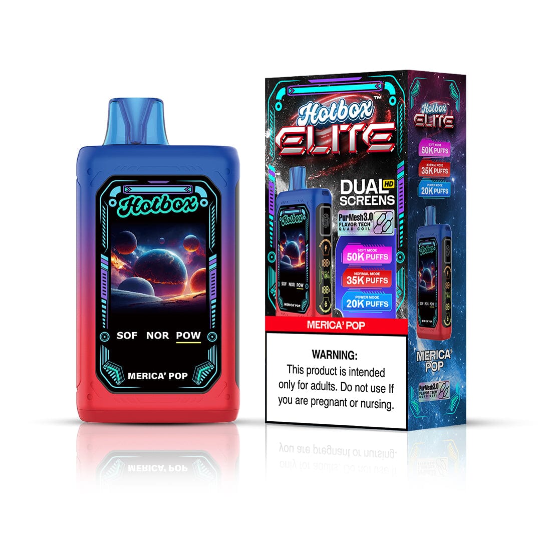 Puff Labs Hotbox Elite Disposable merica pop with packaging