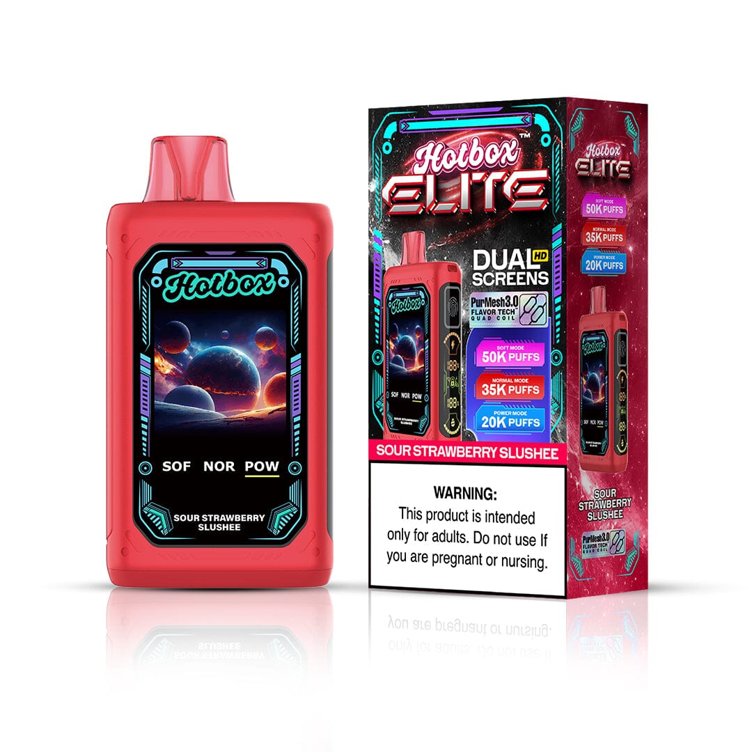 Puff Labs Hotbox Elite Disposable sour strawberry slushee with packaging