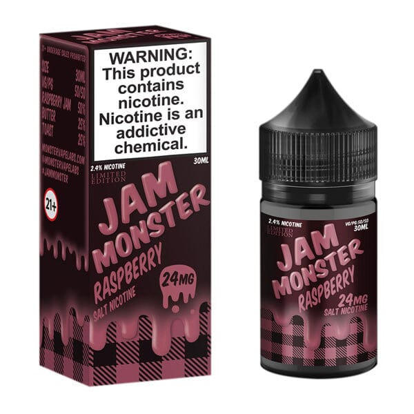 Raspberry by Jam Monster Salt Nicotine 30ml with packaging