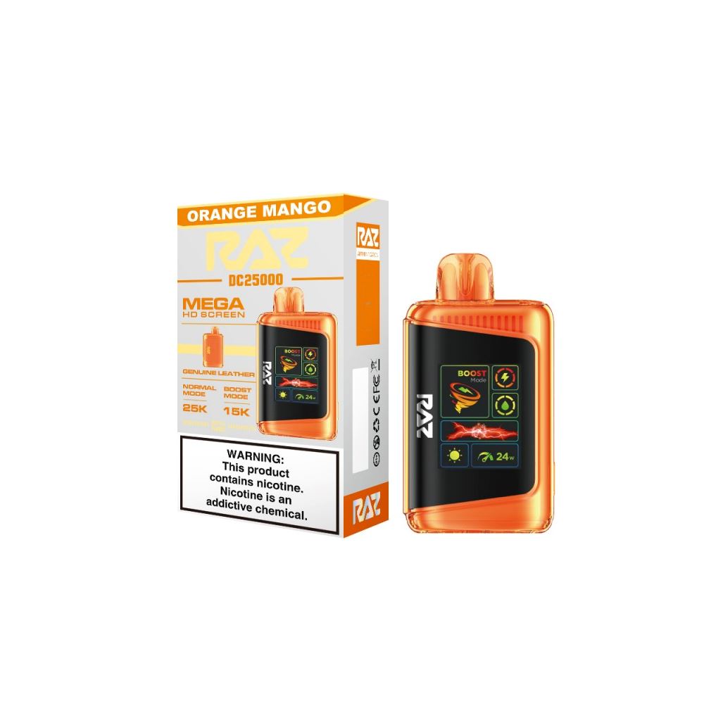 RAZ DC25000 Disposable 25000 Puffs 16mL 50mg - Orange Mango with Packaging