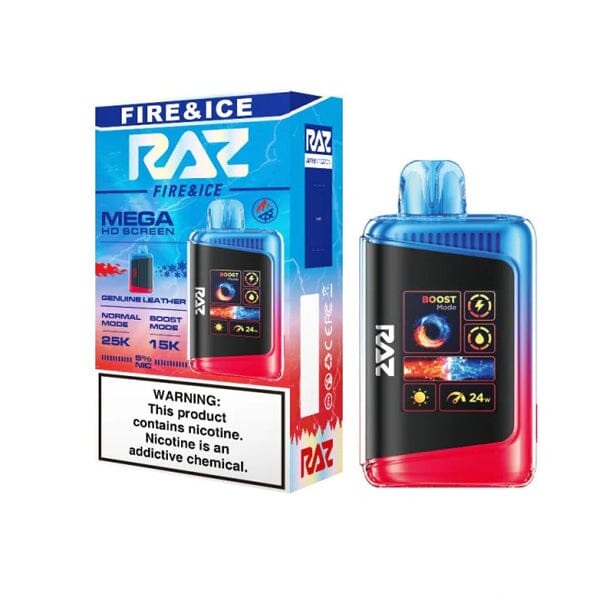 RAZ DC25000 Disposable 25000 Puffs 16mL 50mg fire and ice with packaging