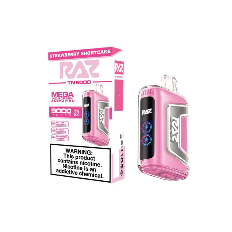 RAZ TN9000 Disposable 9000 Puffs 12mL 50mg strawberry shortcake with packaging