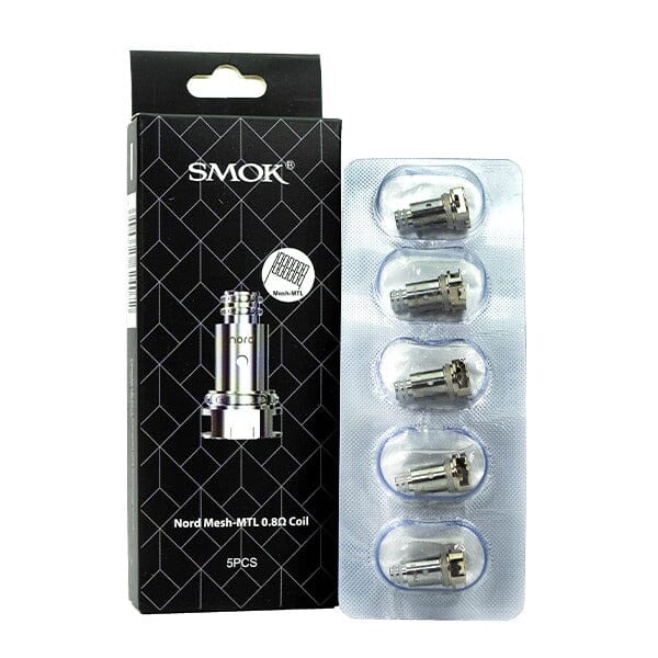 SMOK Nord Replacement Coils (Pack of 5) Mesh MTL 0.8 ohm Coil with packaging
