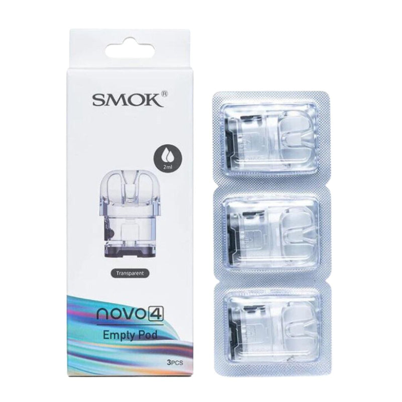 SMOK Novo 4 Replacement Pods | 3-Pack Clear with packaging