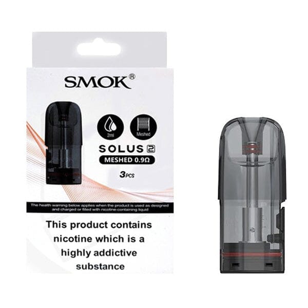 SMOK Solus 2 Replacement Pods  3-Pack Meshed 0.9ohm with packaging