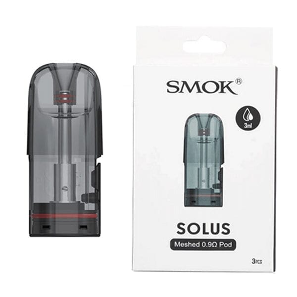 SMOK Solus Replacement Pods | 3-Pack -Meshed 0.9ohm with packaging