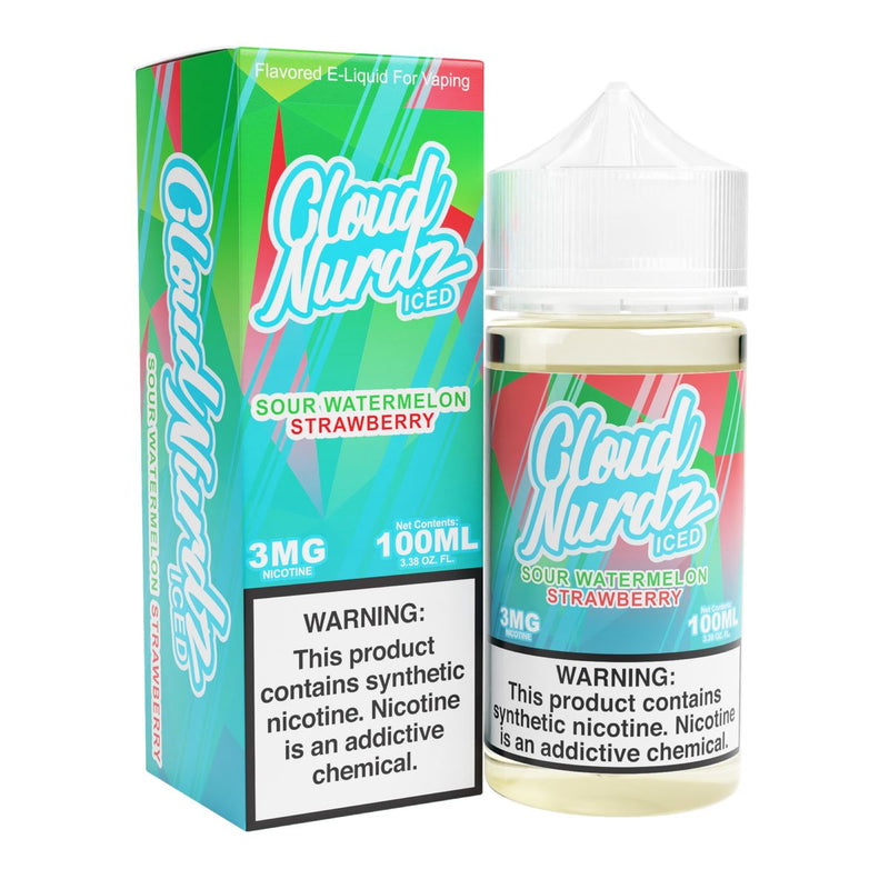 Sour Watermelon Strawberry Iced by Cloud Nurdz 100ml with packaging