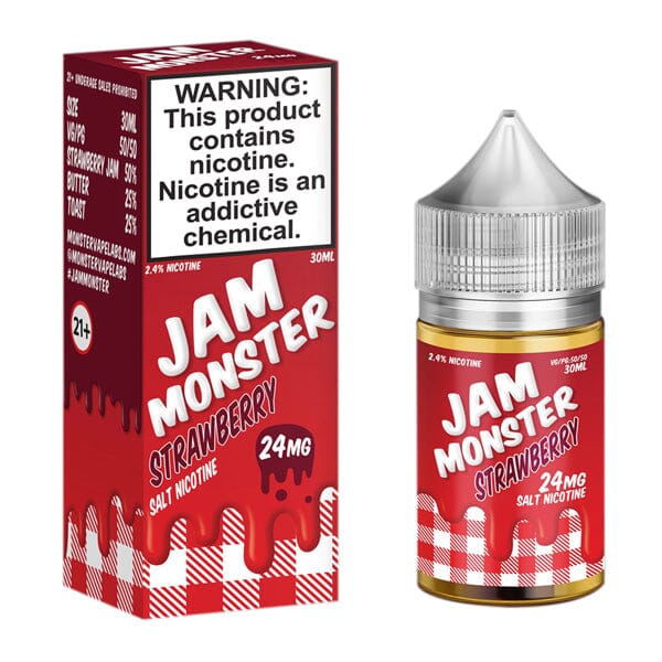 Strawberry by Jam Monster Salt Nicotine 30ml with packaging