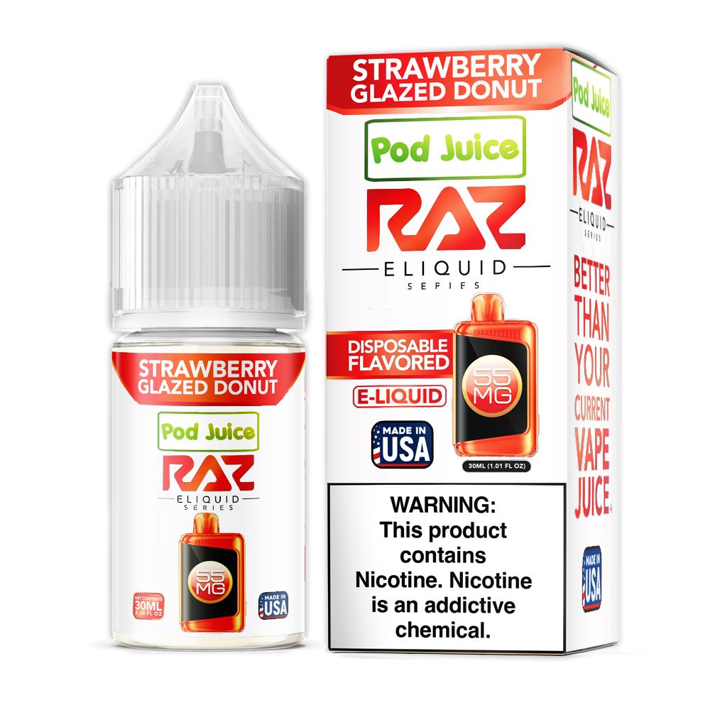 Strawberry Glazed Donut | Pod Juice x RAZ Salt | 30ml | Bottle with Packaging