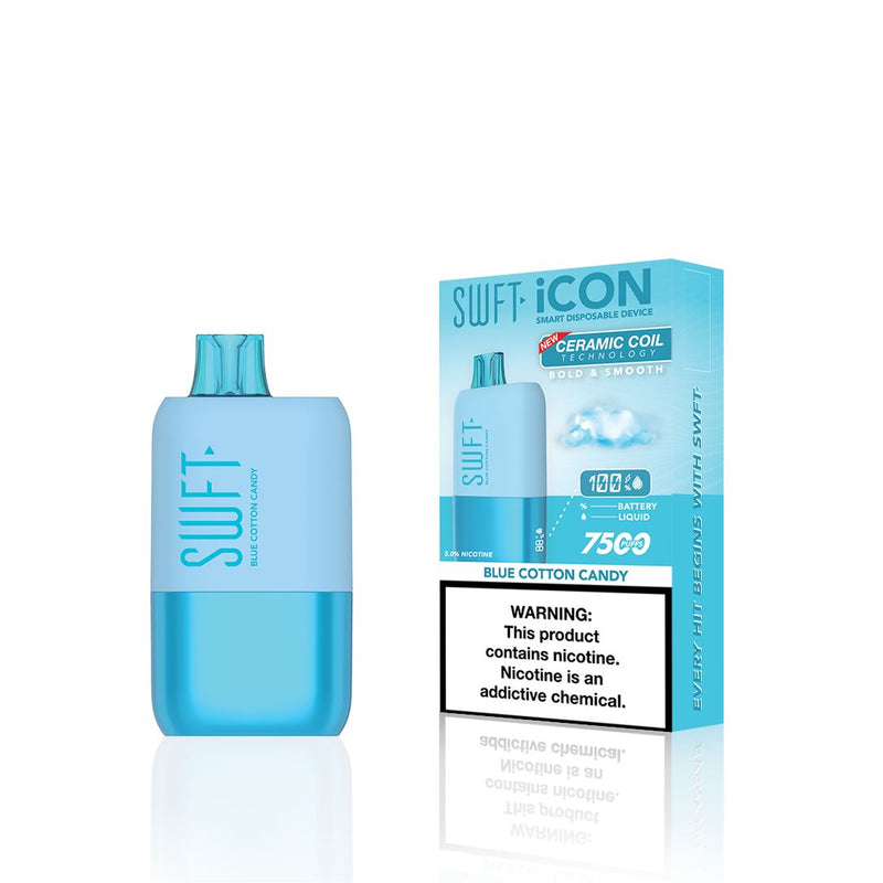 SWFT Icon Disposable | 7500 Puffs | 17mL | 5% - Blue Cotton Candy with packaging