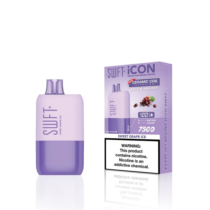 SWFT Icon Disposable | 7500 Puffs | 17mL | 5% - Sweet Grape Ice with packaging