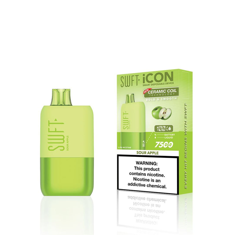 SWFT Icon Disposable | 7500 Puffs | 17mL | 5% - Sour Apple with packaging