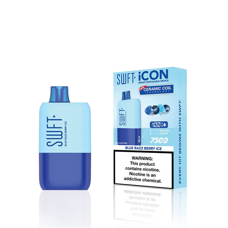 SWFT Icon Disposable | 7500 Puffs | 17mL | 5% - Blue Razz Berry ice with packaging