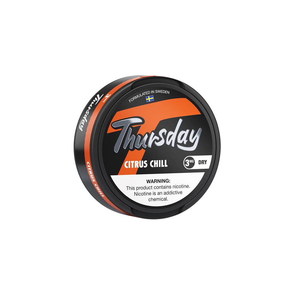 Thursday Dry Nicotine Pouches (20ct Can) 5pc Display Citrus Chill
