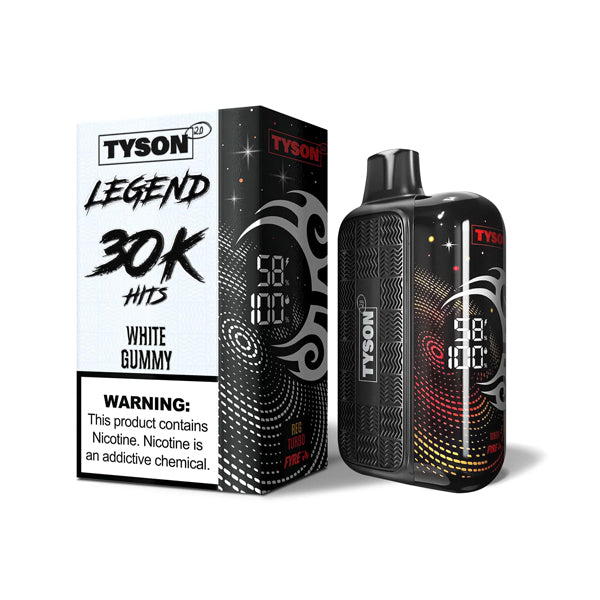 Tyson 2.0 Legend Disposable white gummy with packaging