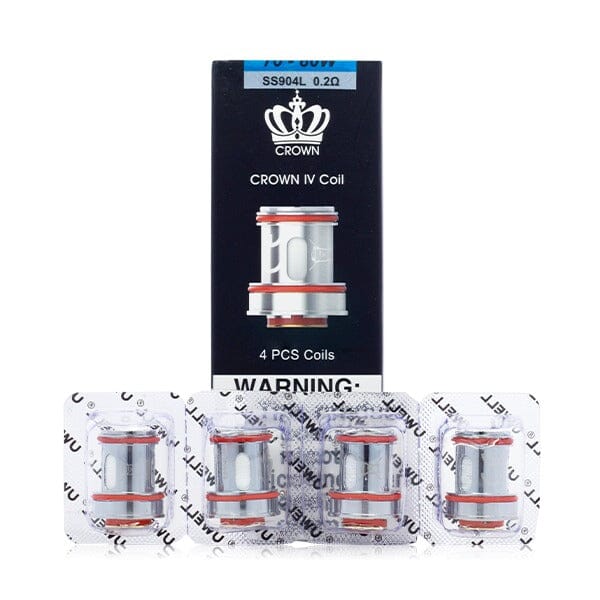Uwell Crown 4 Replacement Coils (Pack of 4) ss904L 0.2ohm with packaging