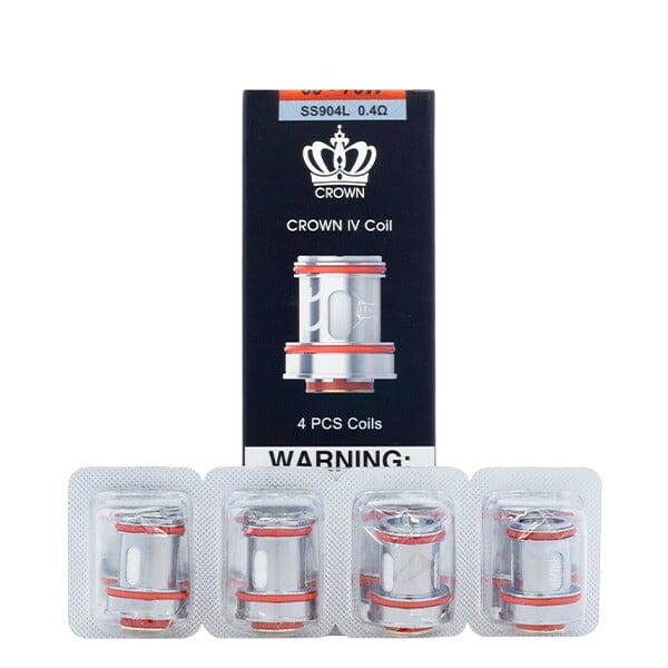 Uwell Crown 4 Replacement Coils (Pack of 4) ss904L 0.4ohm with packaging