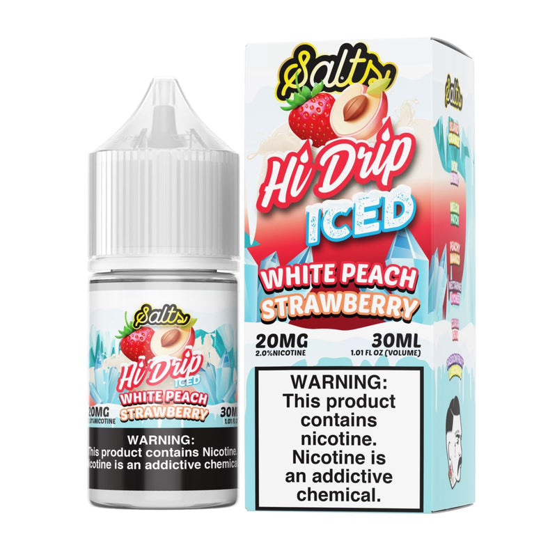 White Peach Strawberry ICED by Hi-Drip Salts 30ml with Packaging