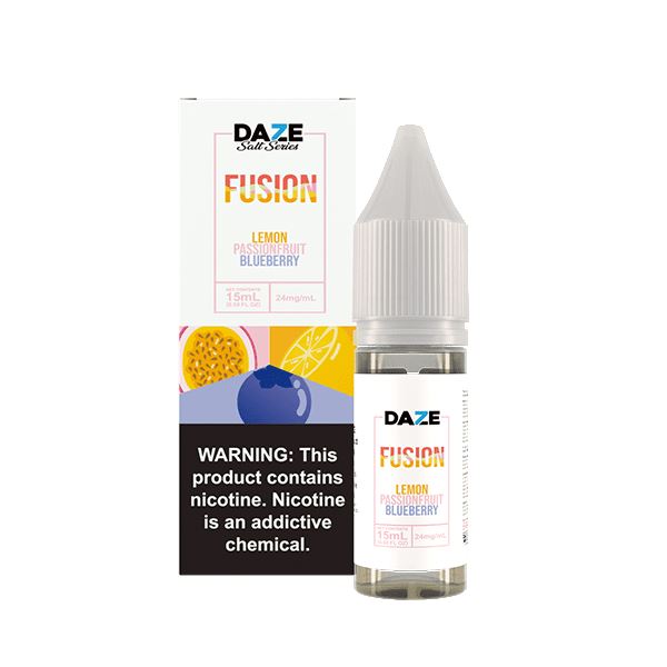 7Daze Fusion Salt Series | 15mL | 24mg - Lemon Passionfruit Blueberry with packaging