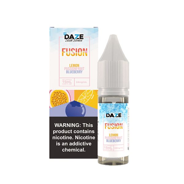 7Daze Fusion Salt Series | 15mL | 24mg - LEMON PASSIONFRUIT BLUEBERRY Ice with packaging