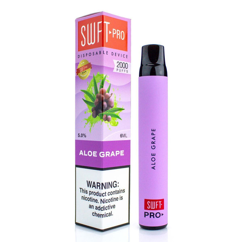SWFT Pro Disposable Vape Device - 2000 Puffs aloe grape with packaging