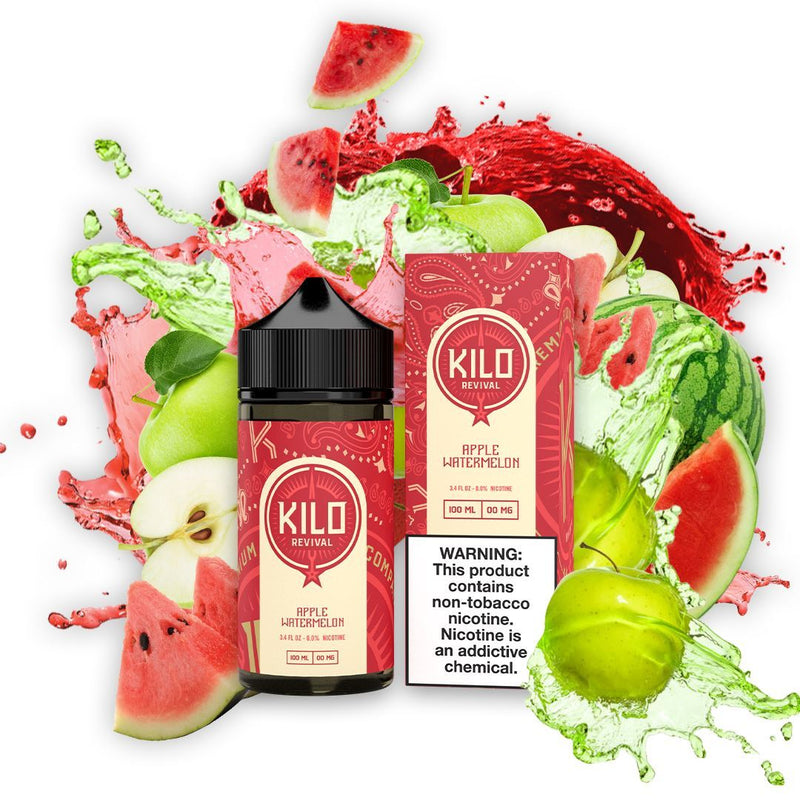 Apple Watermelon by Kilo Revival Synthetic 100ml with packaging and background