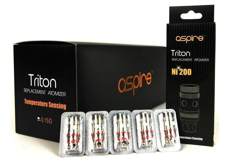 Aspire Triton NI200 Temperature Sensing Coil Heads (Pack of 5) with packaging