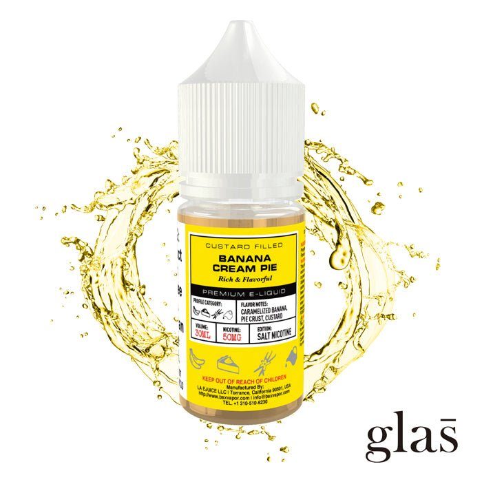 Banana Cream Pie by Glas BSX Salts TFN 30ml bottle with background