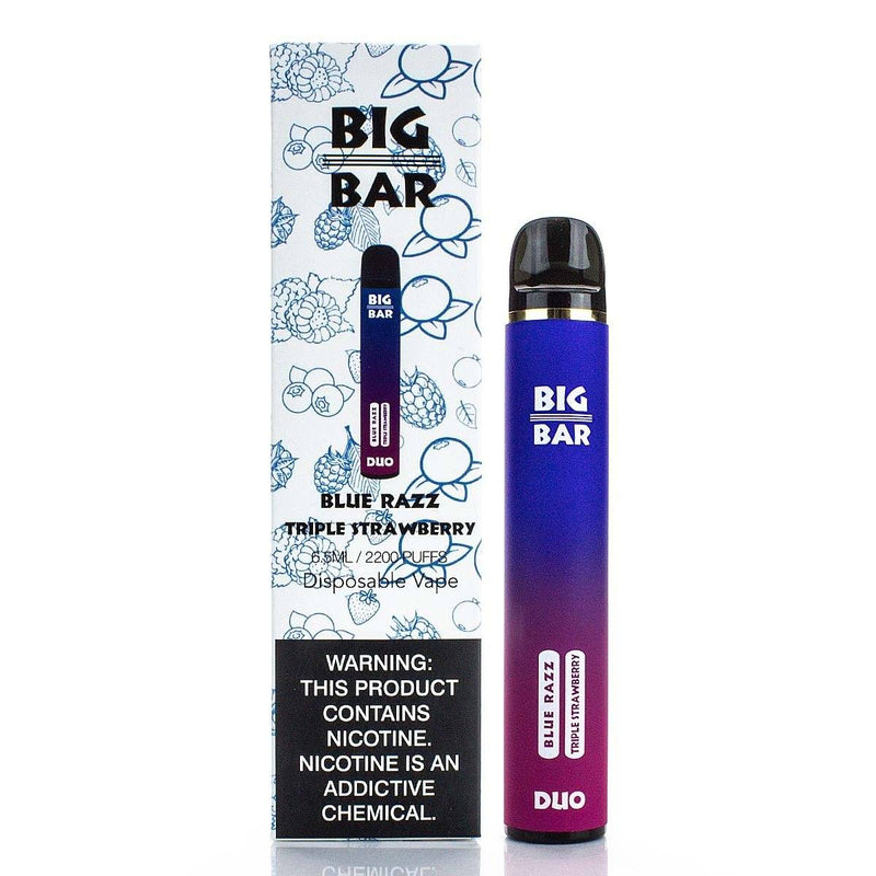Big Bar DUO 5% Disposable (Individual) - 2200 Puffs blue razz triple strawberry with packaging