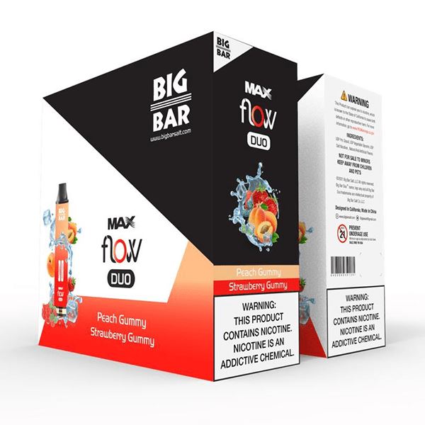 Big Bar MAX FLOW DUO Disposable | 4000 Puffs | 12mL peach gummy strawberry gummy packaging