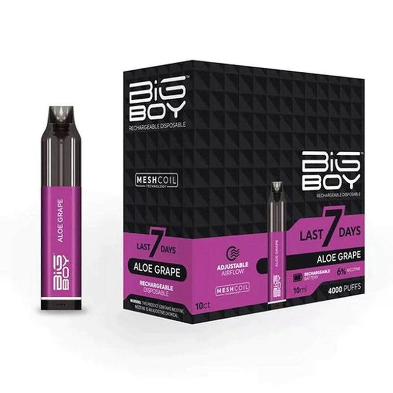 Big Boy Rechargeable Disposable 4000 Puffs 10mL aloe grape with packaging