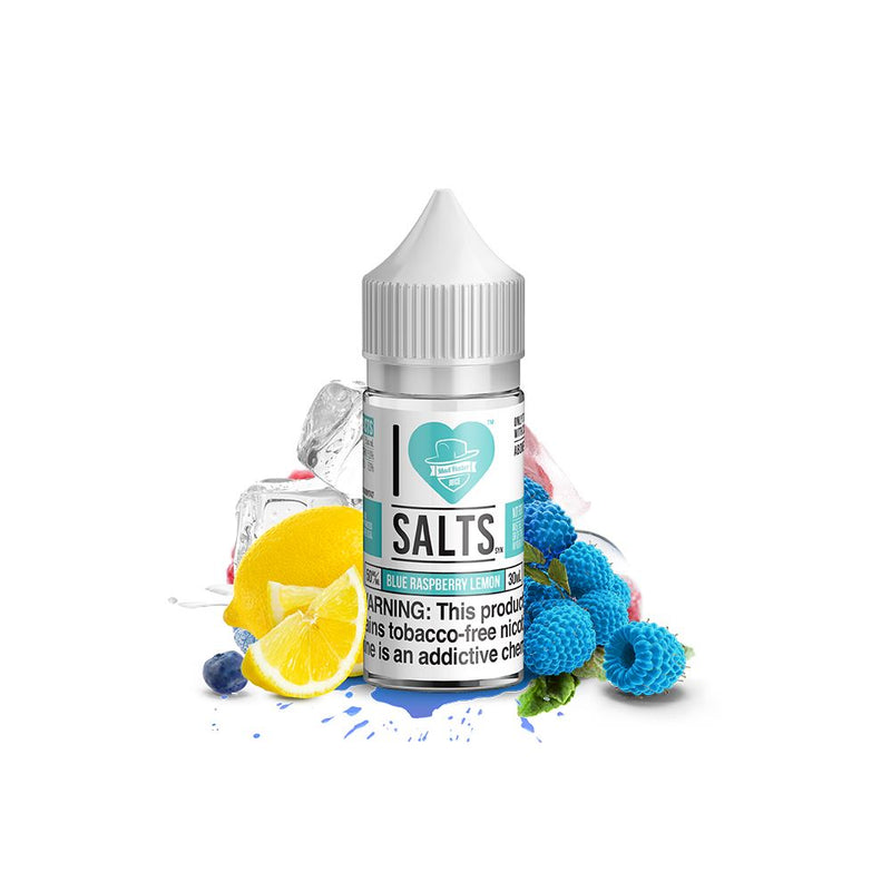 BLU RSB LMN by I Love Salts E-Liquid Bottle with background