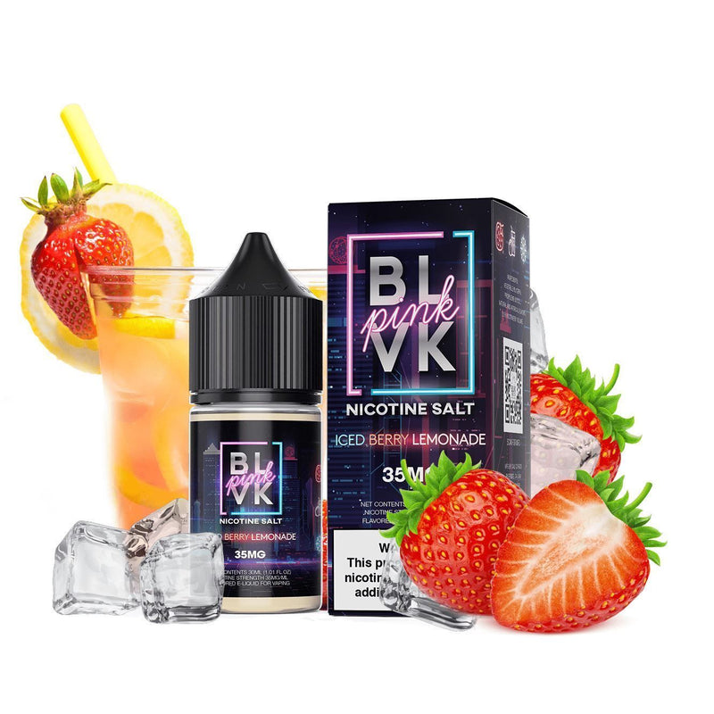 Iced Berry Lemonade by BLVK Pink Salt Series 30ml with packaging and background