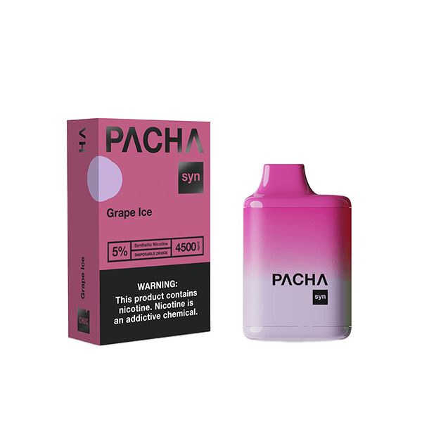 Charlies - Pachamama Syn Disposable 4500 Puffs 2mL Grape Ice with packaging