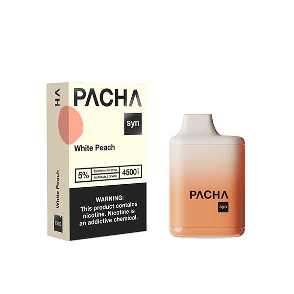 Charlies - Pachamama Syn Disposable 4500 Puffs 2mL White Peach with packaging