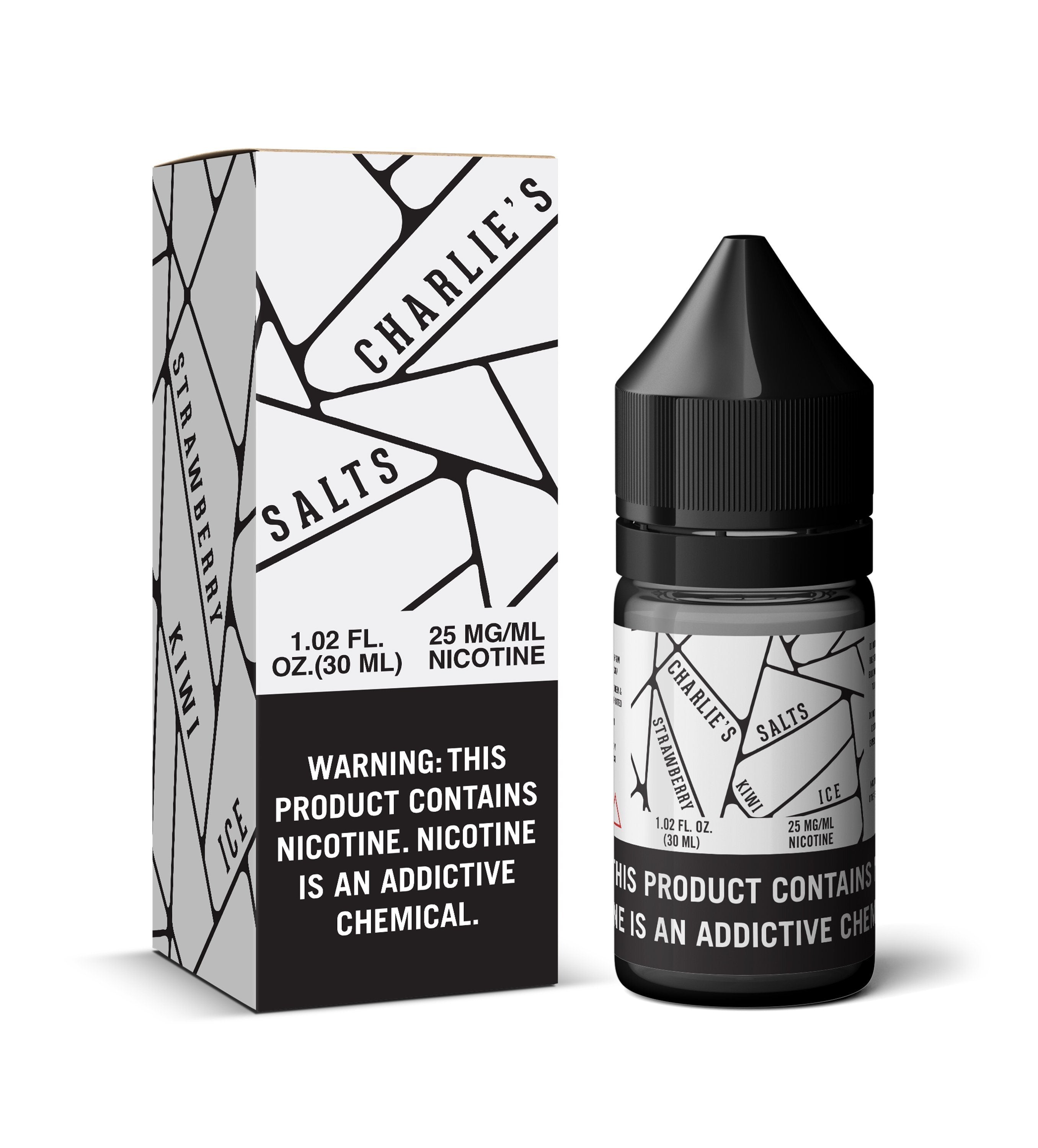 CHARLIE'S SALTS | White - Strawberry Kiwi Ice 30ML eLiquid with packaging