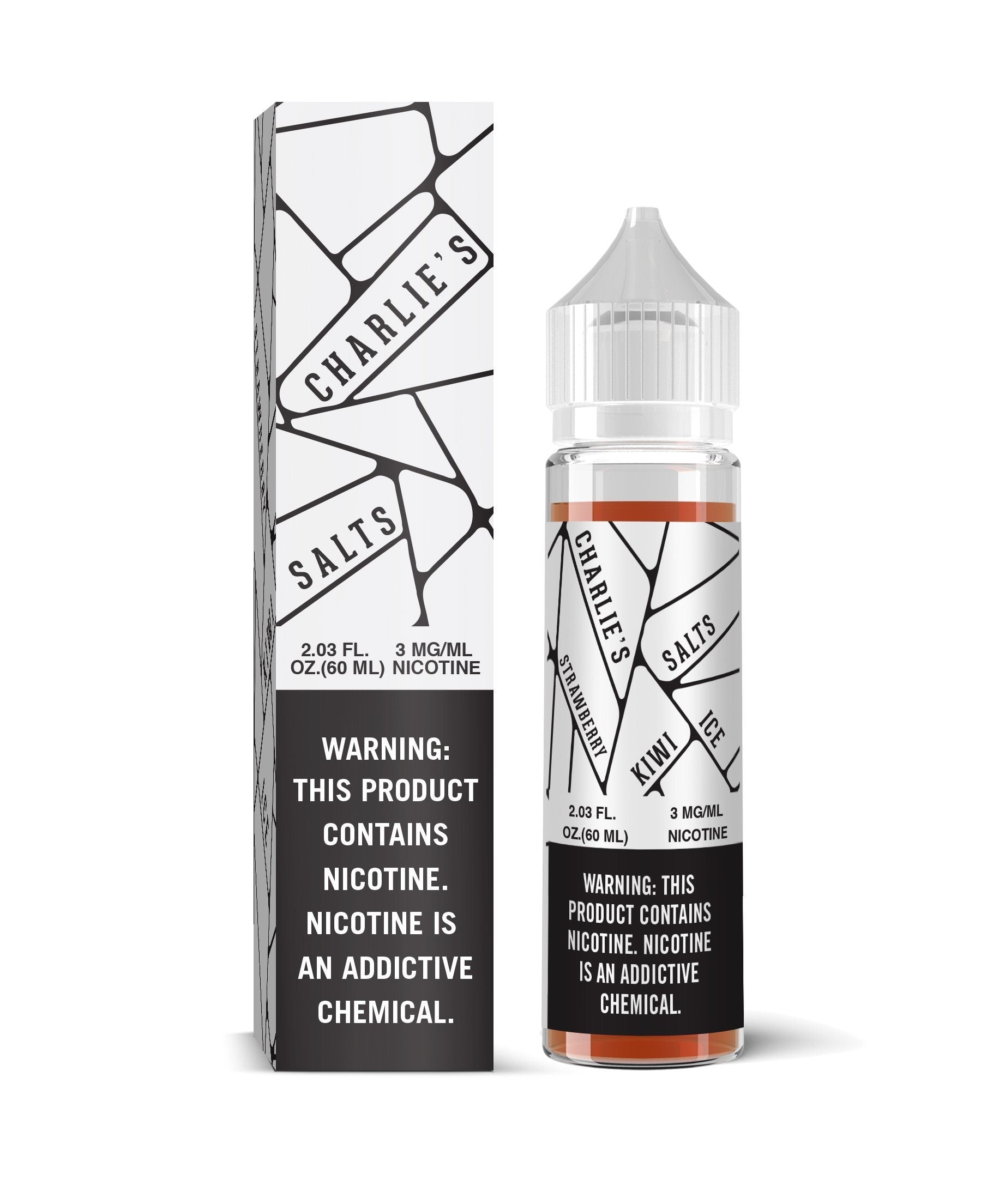 CHARLIE'S SALTS | White - Strawberry Kiwi Ice 60ML eLiquid with packaging