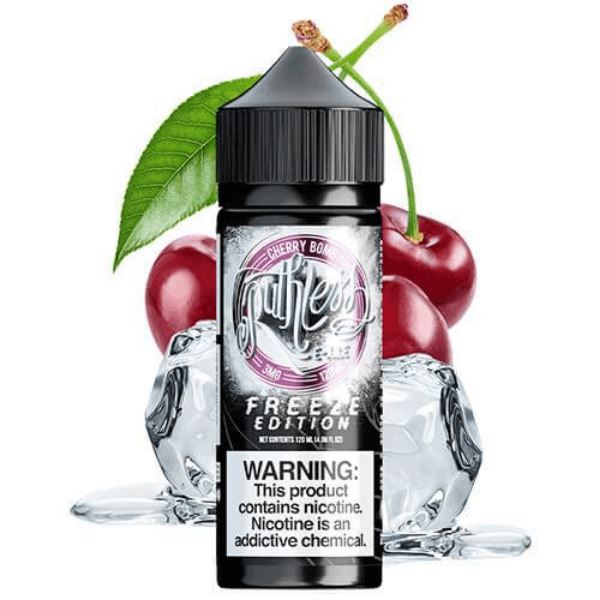 Cherry Bomb by Ruthless Series Freeze Edition 120ml bottle with background