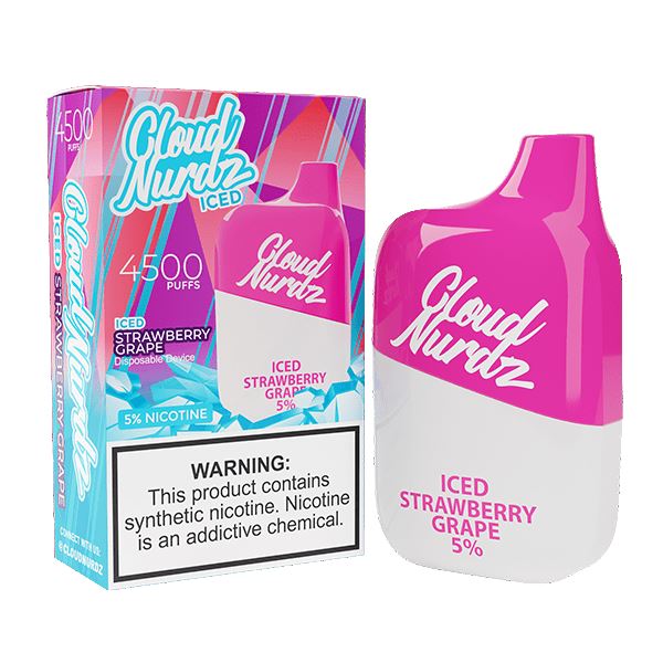 Cloud Nurdz 4500 Puffs Disposable | 12ml - Iced Strawberry Grape with packaging